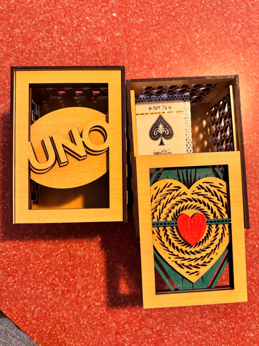 Handcrafted by me customizable Wood Card/Uno Box Holder buyers choice of 1